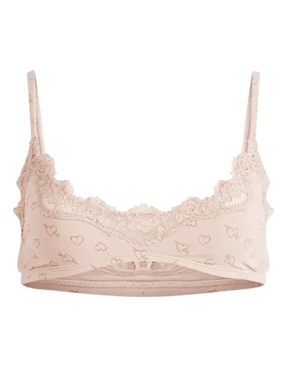 NWT SKIMS Fits Everybody Lace Scoop Bralette Mica Sketched Hearts Small